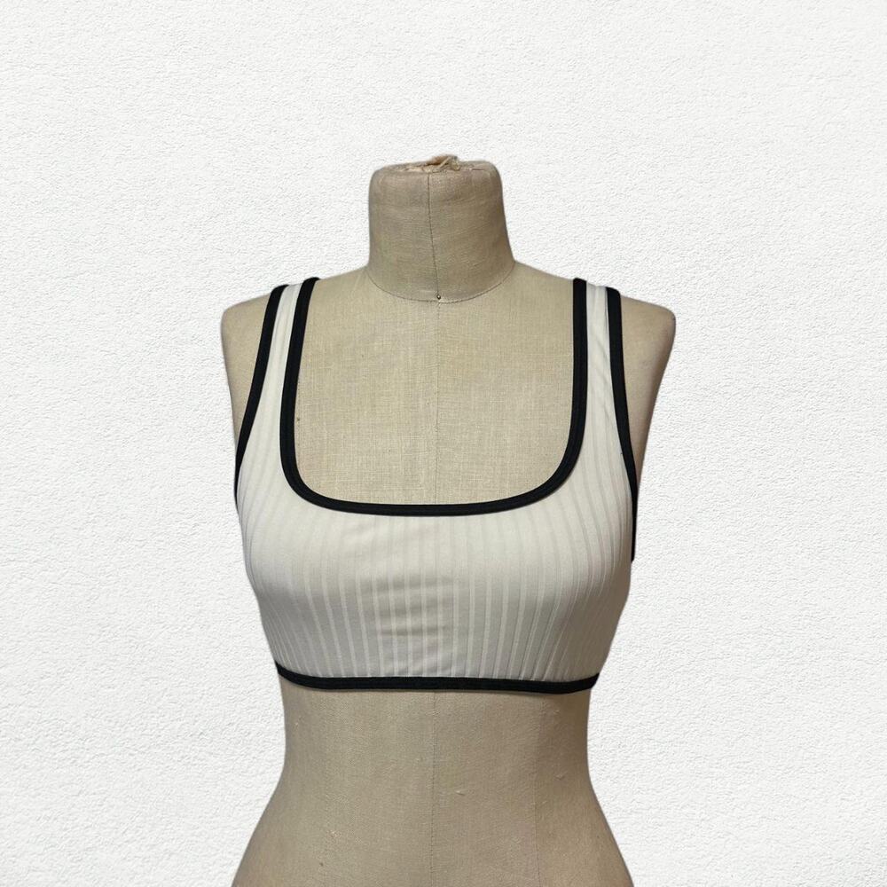 Primark Cares Ribbed Contrast Bikini Top in White & Black